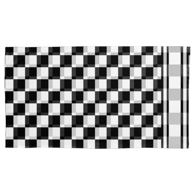Classic Chequered I Bleed Racing Check Black White Pillowcase (Front)