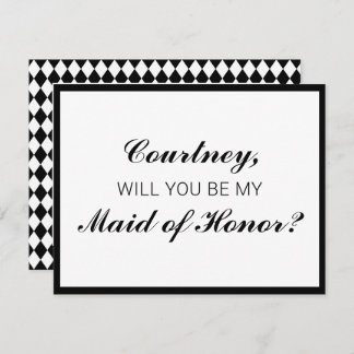 Classic Chequered Maid of Honour Proposal Card