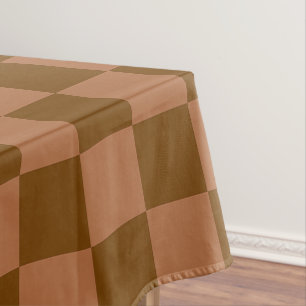 Classic Chequered Pattern: Brown and Tan Square Tablecloth