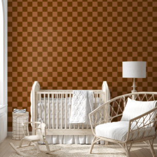 Classic Chequered Pattern: Brown and Tan Square Wallpaper