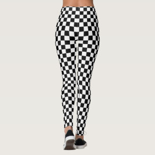 Classic Chequered Racing Flag Check Black White Leggings