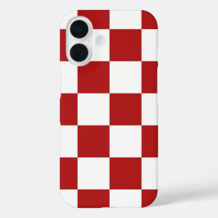 Classic Chequered Red and White Pattern iPhone 16 Case