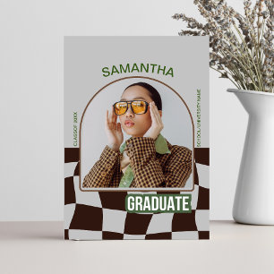 Classic Chequered Retro unique Graduation Party  Invitation