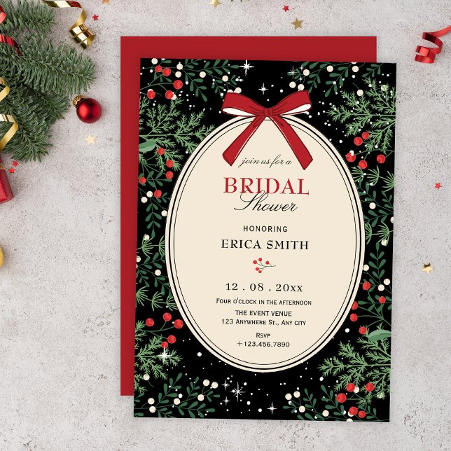 Classic cherry bow bridal shower invitation (Creator Uploaded)