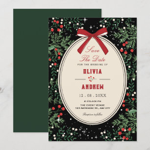 Classic cherry bow wedding invitation