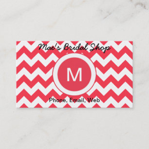 Classic Cherry Red Chevron Pattern Business Card