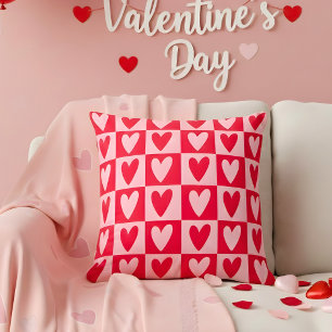 Classic Cherry Red Hearts Valentine’s Cushion