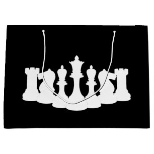 Classic Chess Pieces Black and White Large Gift Bag