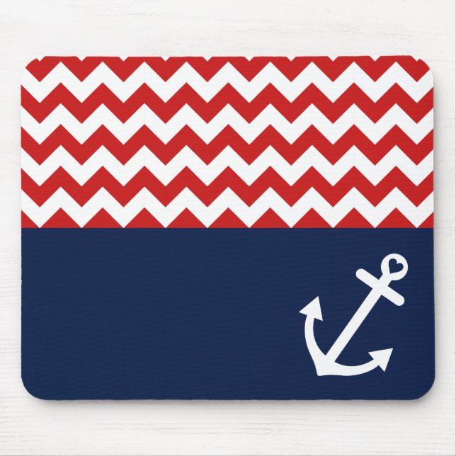 Classic Chevron Nautical Love Mouse Mat (Front)