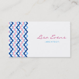 Classic Chevron Pattern Blue Pink Business Card