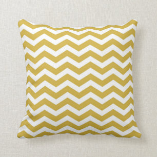 Classic Chevron Stripes in Mustard and White Cushion