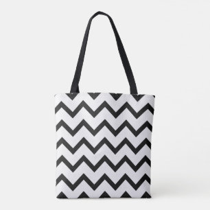 Classic Chevron Tote in Crisp White and Black Bag