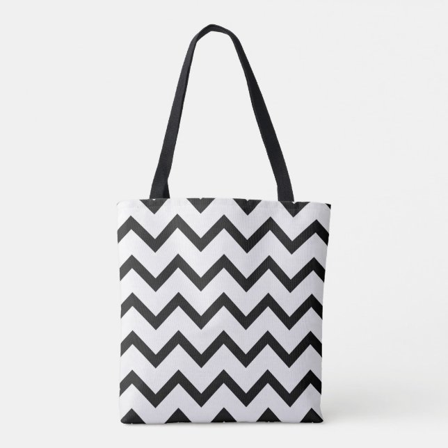 Classic Chevron Tote in Crisp White and Black Bag (Back)