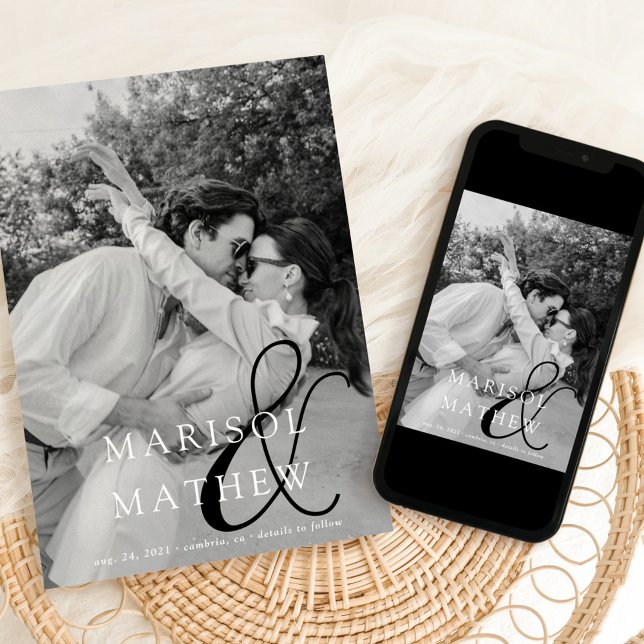 Classic Chic Ampersand Flat Save The Date Card (Creator Uploaded)