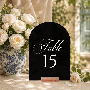 Classic Chic Black Calligraphy Table Number Sign