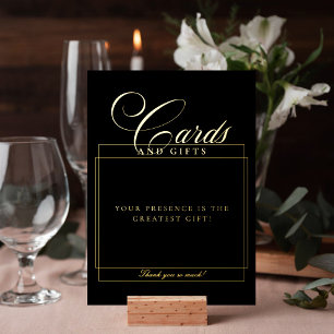 Classic Chic Black Cards & Gifts Wedding Sign