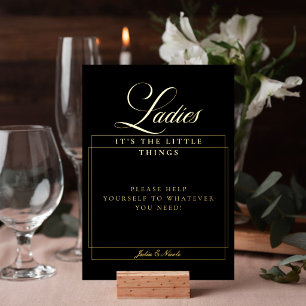Classic Chic Black Ladies Bathroom Basket Sign