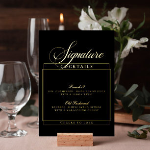 Classic Chic Black Signature Wedding Cocktail Sign