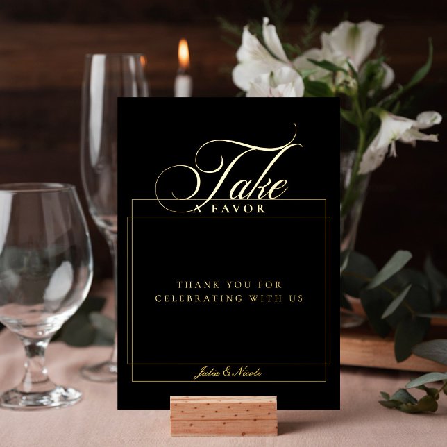 Classic Chic Black Take A Favour Wedding Sign (Creator Uploaded)