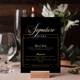 Classic Chic Black Wedding Signature Drinks Sign