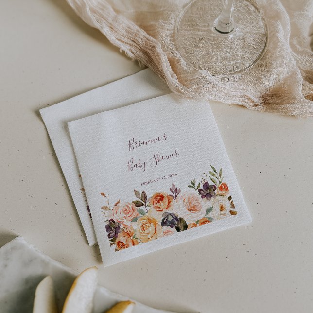 Classic Chic Boho Floral Baby Shower  Napkin (Creator Uploaded)