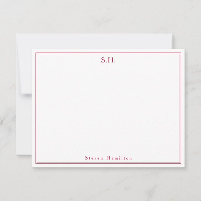 Classic Chic Burgundy Red Monogram Name Minimalist Card (Front)