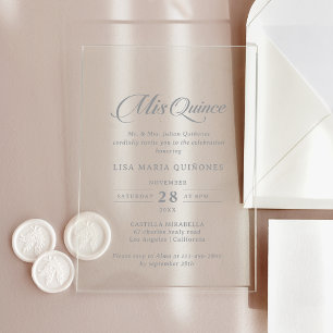 Classic Chic Calligraphy Mis Quince Quinceañera Acrylic Invitations