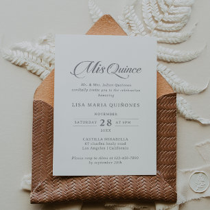 Classic Chic Calligraphy Mis Quince Quinceañera Invitation