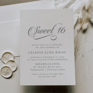Classic Chic Calligraphy Sweet 16 Birthday Party Invitation