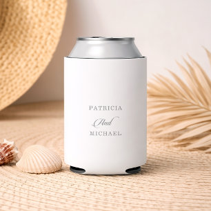Classic Chic Calligraphy Wedding Can Cooler
