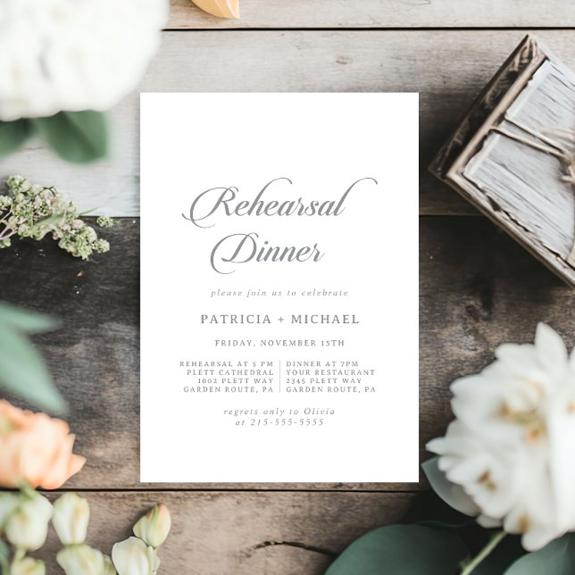 Classic Chic Calligraphy Wedding Rehearsal Dinner Invitation (Creator Uploaded)