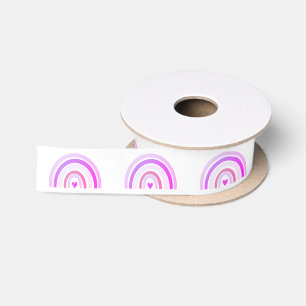 Classic Chic Cute Purple Rainbow Pattern Satin Ribbon