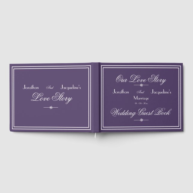 Classic Chic Dusty Purple & White Script Wedding Guest Book (Full)