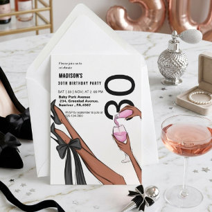 Classic & Chic Fashion Girl 30 Birthday Graphic Invitation