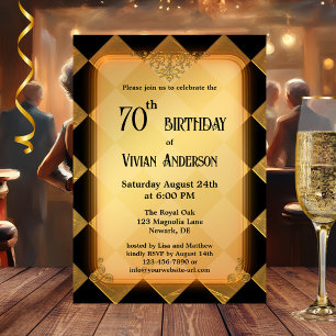 Classic Chic Gold Black Elegant Birthday Invitation