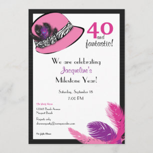 Classic Chic Hat with Feathers Invitation
