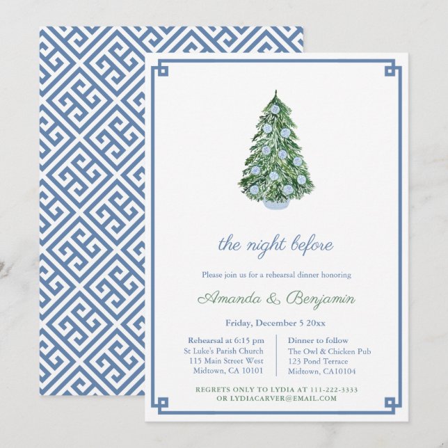Classic Chic Holidays Wedding Rehearsal Dinner Invitation (Front/Back)
