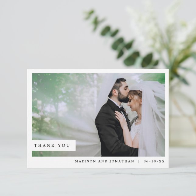 Classic Chic Photo Wedding  Thank You Card (Standing Front)
