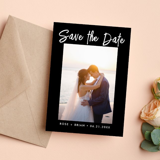 Classic Chic Statement Save The Date Photo Card (Creator Uploaded)