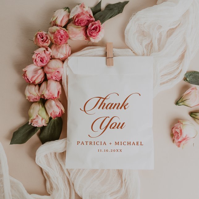 Classic Chic Terracotta Calligraphy Wedding Favour Bags (Creator Uploaded)