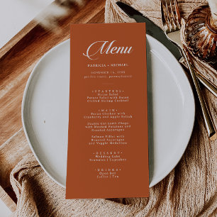 Classic Chic Terracotta Calligraphy Wedding Menu