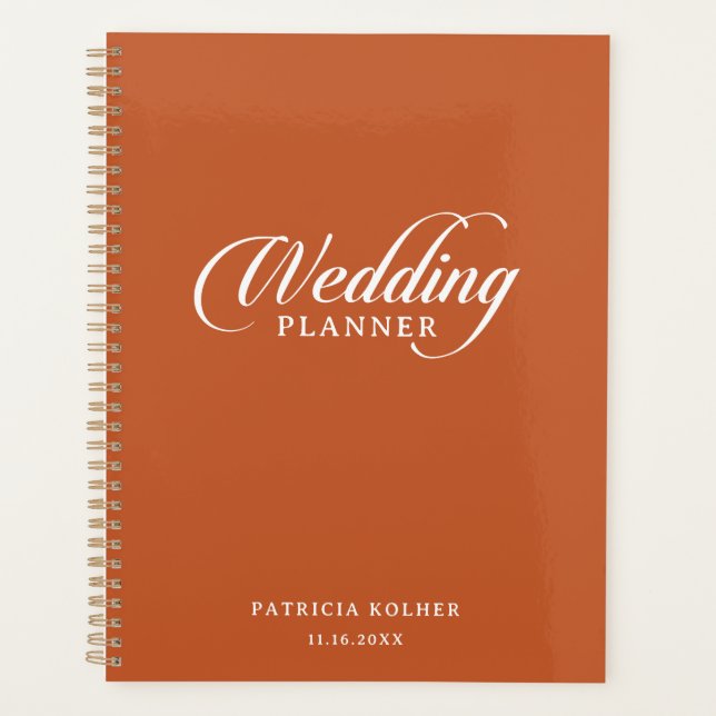Classic Chic Terracotta Calligraphy Wedding  Planner (Front)