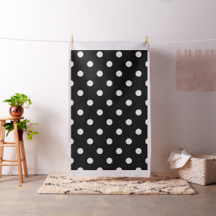 Classic Chic Vanilla & Black Polka Dots Pattern Fabric