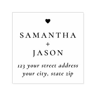 Classic Chic Wedding Names & Heart Return Address Self-inking Stamp