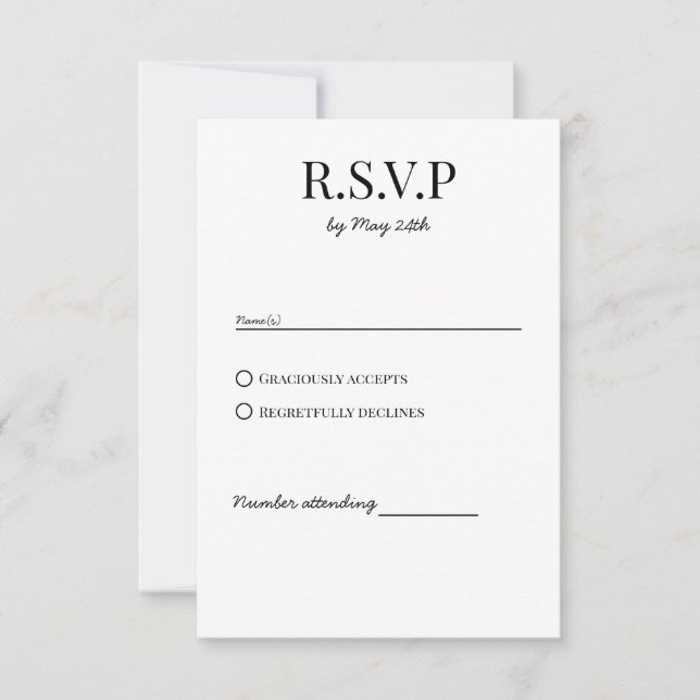 Classic Chic Wedding RSVP Response Card (Front)