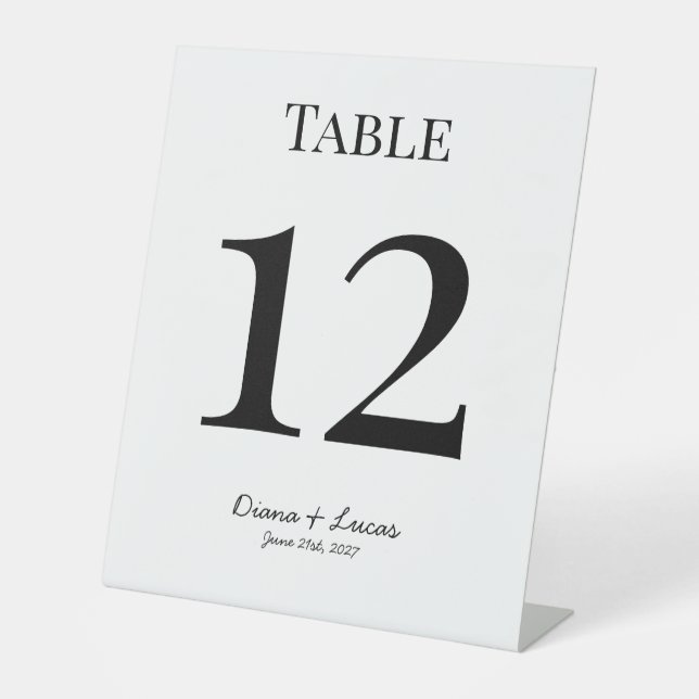 Classic Chic Wedding Table Number Pedestal Sign (Front)