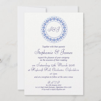 Classic China Blue Personalised Wedding Invitation