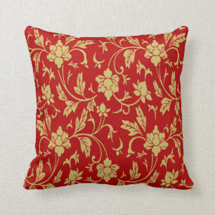 Classic Chinese Floral Design Red Cushion