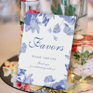 Classic Chinoiserie Blue White Floral Favours Sign