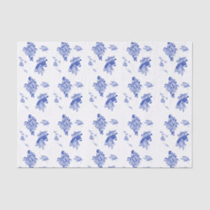 Classic Chinoiserie Chic Blue Floral Pattern Tissue Paper